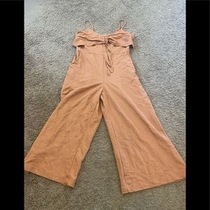 Chelsea28 Nordstrom Jumpsuit Wide Leg Cropped Brown Rust Sleeveless Knot Size M